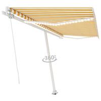 Markise m. LED-lys 400x300 cm manuel betjening gul og hvid