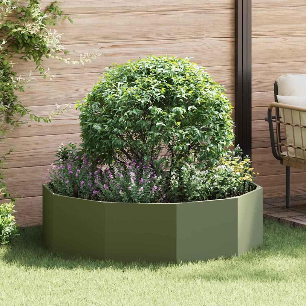 Plantekasse Oliven grøn 120 x 120 x 35 cm Stål billede