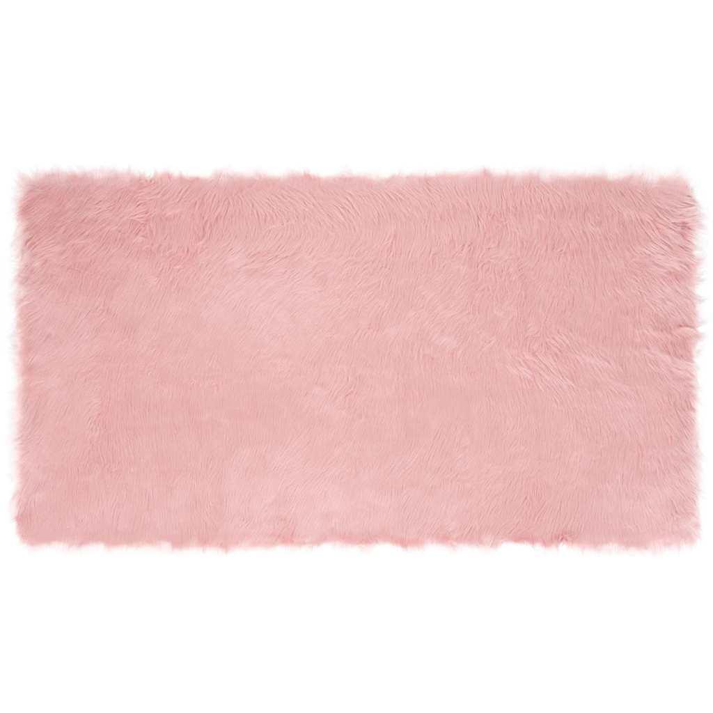 Falsk Fåreskind Tæppe Lyserød 60 x 110 cm Polyester billede