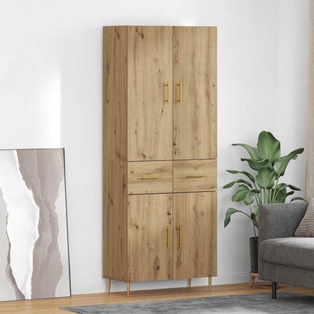 Highboard Artisan Egetræ 69,5 x 34 x 180 cm Konstrueret træ billede