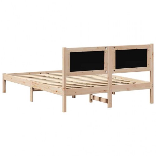 Sengestel med hovedgærde mørkegrå 140 x 190 cm massiv fyrretræ
