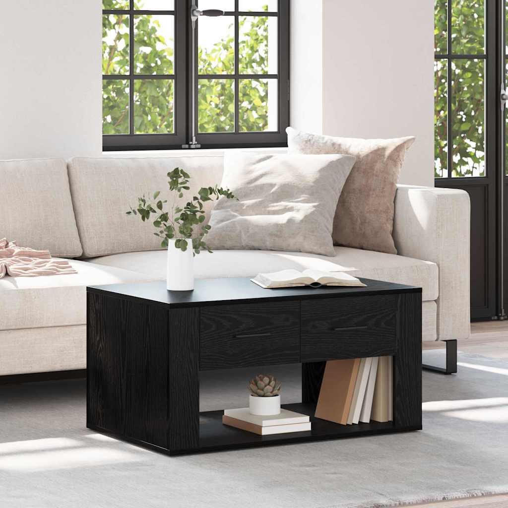 Sofabord med skuffe Sort eg 80 x 50 x 40 cm Konstrueret træ billede
