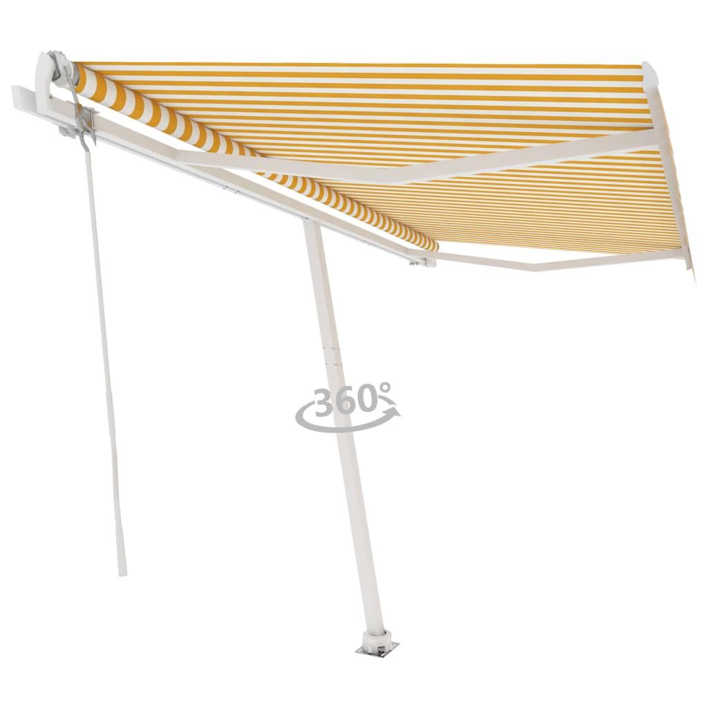 Fritstående markise 400x300 cm automatisk betjening gul og hvid
