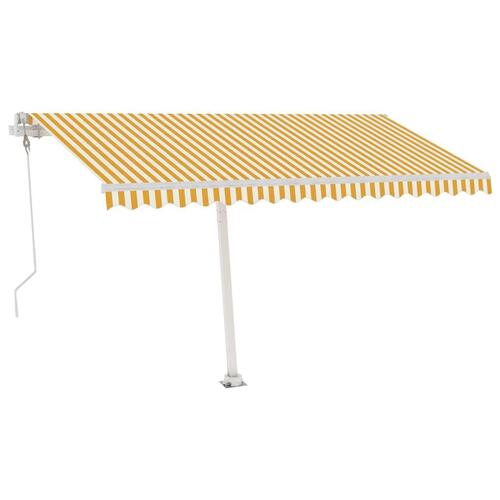 Fritstående markise 400x300 cm automatisk betjening gul og hvid