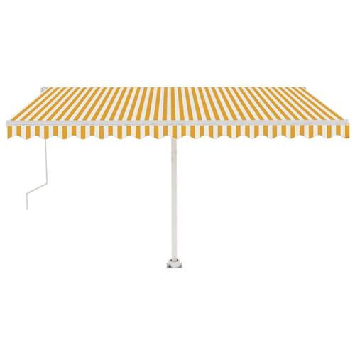 Fritstående markise 400x300 cm automatisk betjening gul og hvid