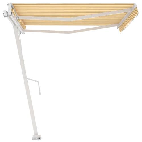 Fritstående markise 400x300 cm automatisk betjening gul og hvid