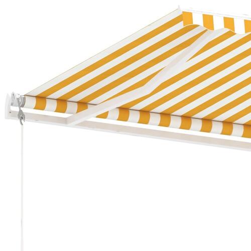 Fritstående markise 400x300 cm automatisk betjening gul og hvid