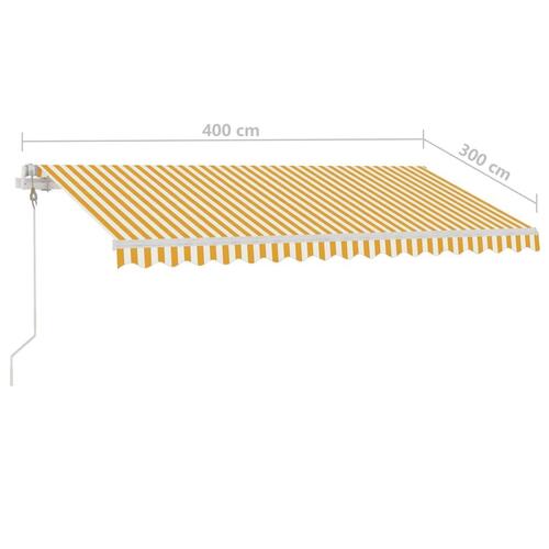 Fritstående markise 400x300 cm automatisk betjening gul og hvid