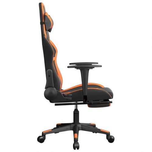 Gamingstol med fodstøtte i kunstlæder - sort/orange