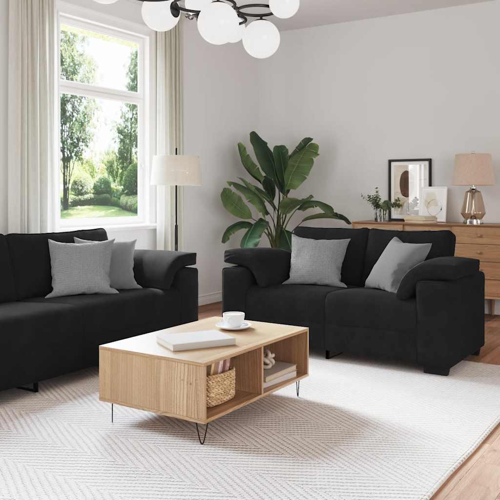 Sofasæt 3 dele med hynder velour sort billede