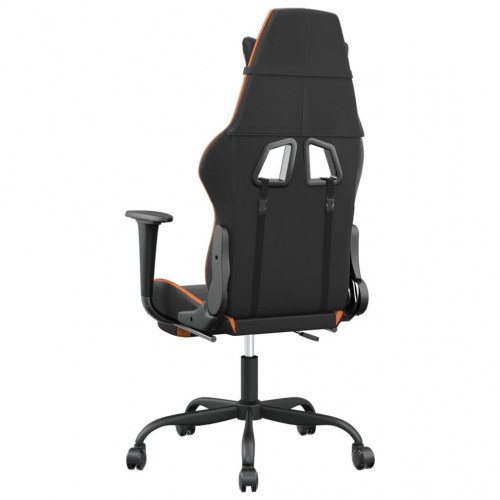 Gamingstol med fodstøtte i kunstlæder - sort/orange