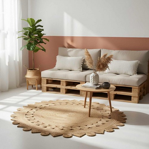 Tæppe Brun Ø 180 cm Jute