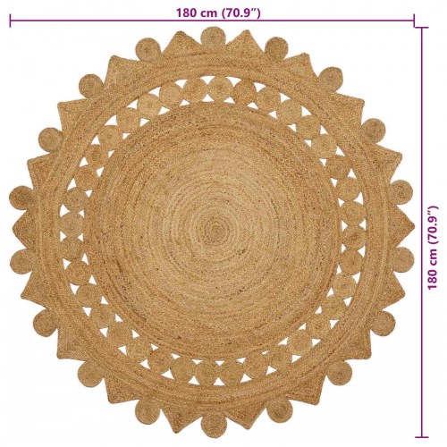 Tæppe Brun Ø 180 cm Jute