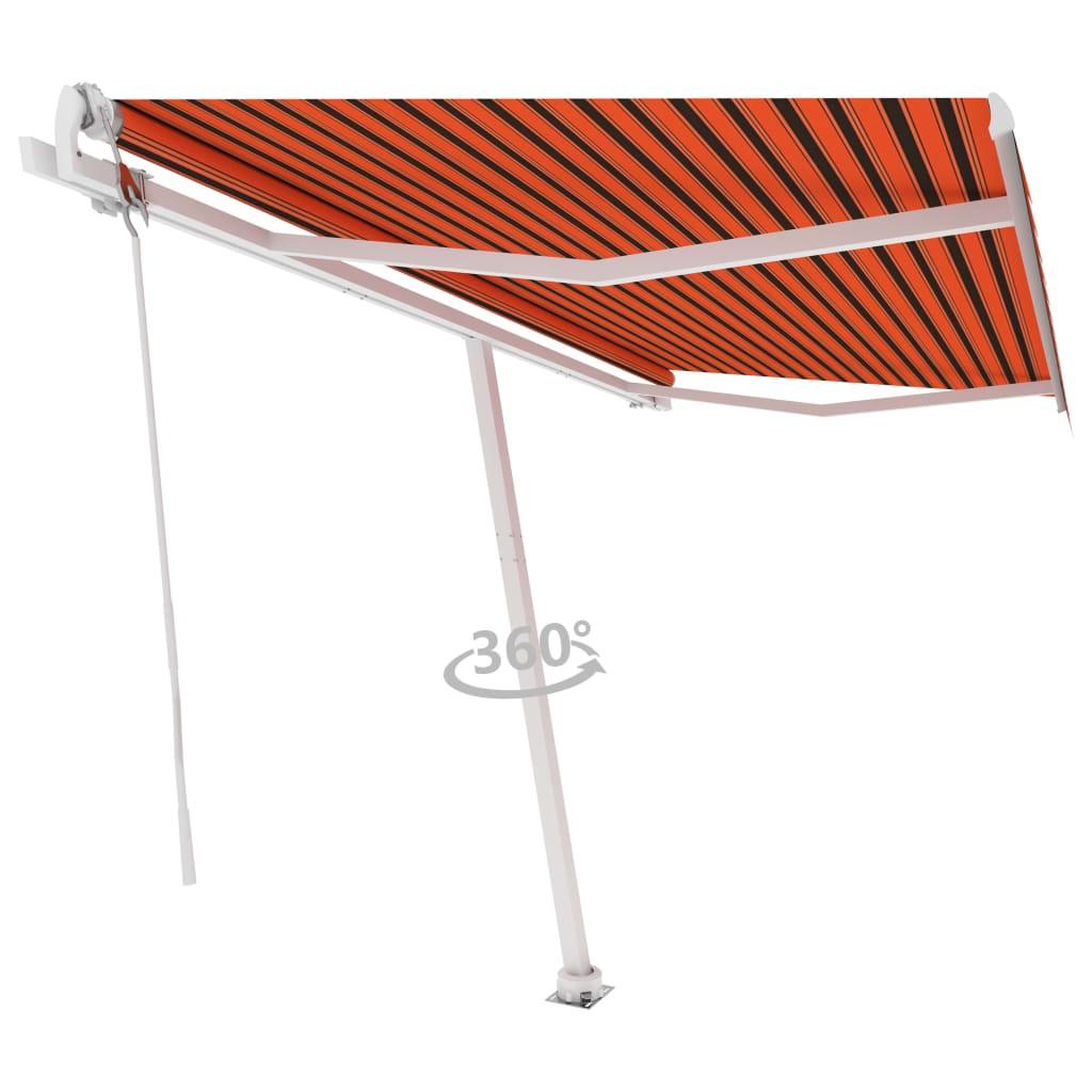 Fritstående markise 400x300 cm automatisk betjening orange/brun