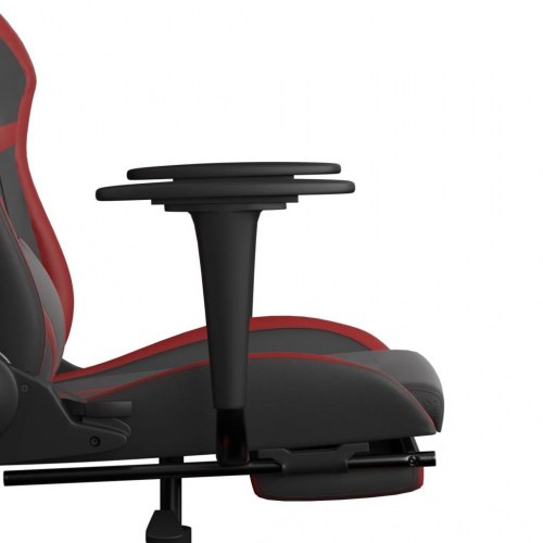Gamingstol med massage og fodstøtte i kunstlæder - sort/vinrød