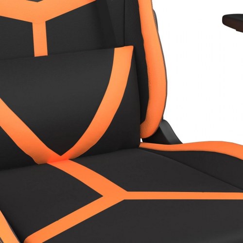 Gamingstol med massage og fodstøtte - kunstlæder, sort/orange