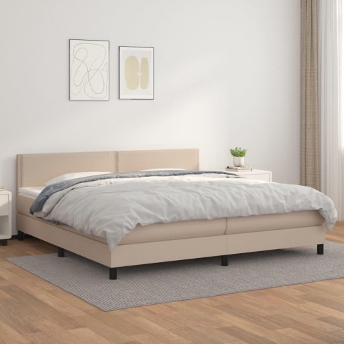 Kontinentalseng 200x200 cm kunstlæder cappuccinofarvet