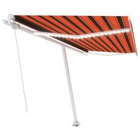 Markise m. LED-lys 450x300 cm manuel betjening orange og brun