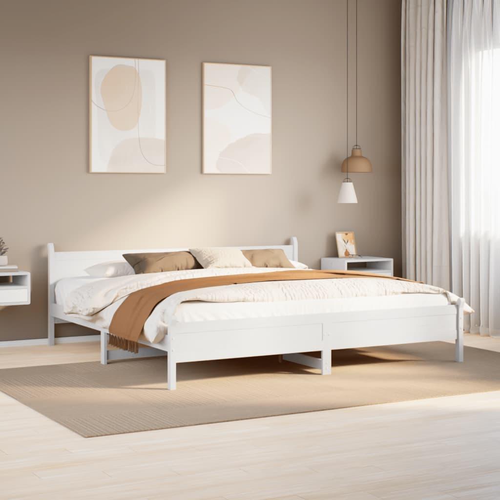 Sengeramme uden madras 180x200 cm massivt fyrretræ hvid billede