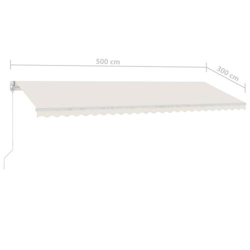 Fritstående markise 500x300 cm manuel betjening cremefarvet