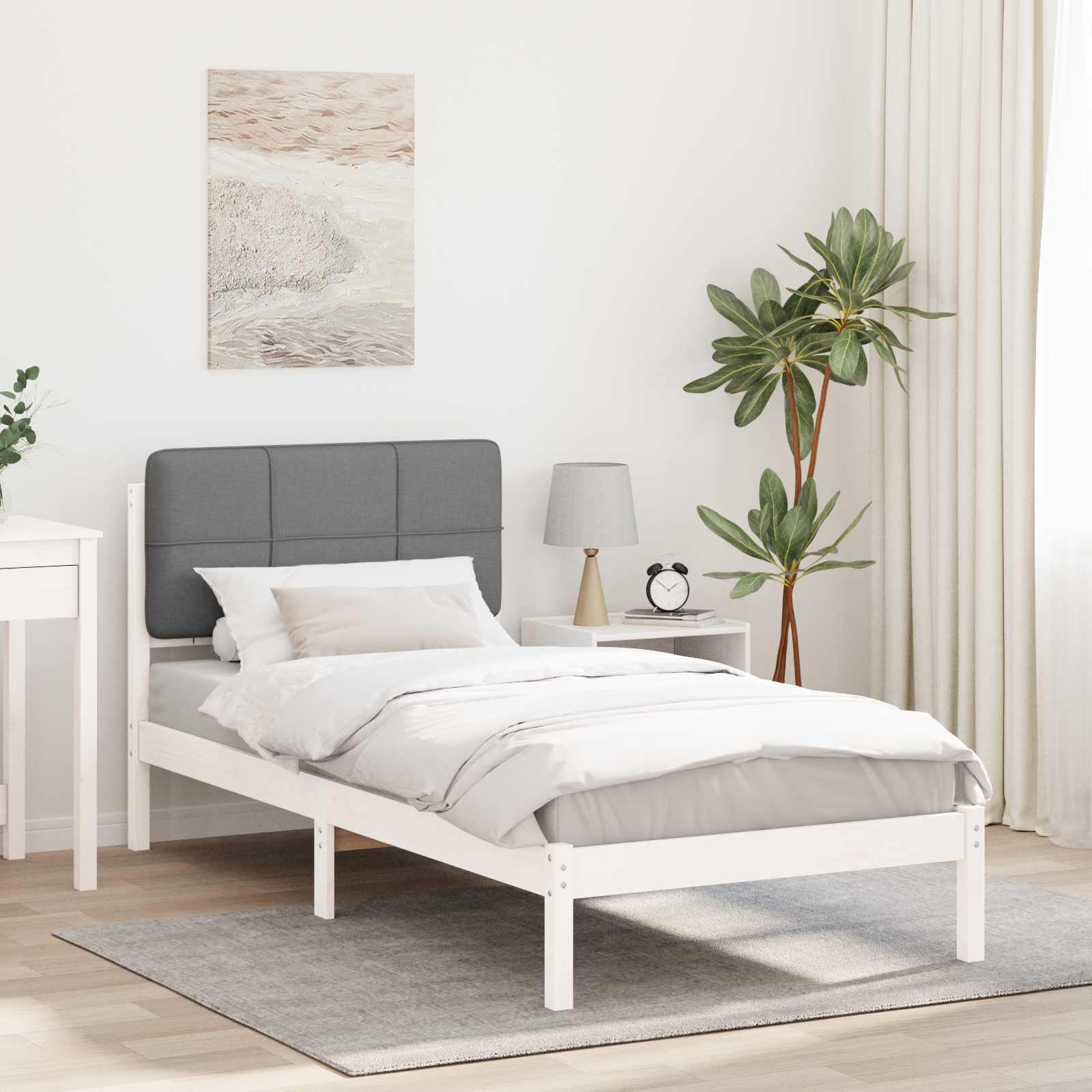 Sengestel med Polstret Hovedgavl Lysegrå 80 x 200 cm billede