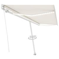 Markise m. LED-lys 500x300 cm manuel betjening cremefarvet