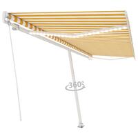 Markise m. LED-lys 500x300 cm manuel betjening gul og hvid
