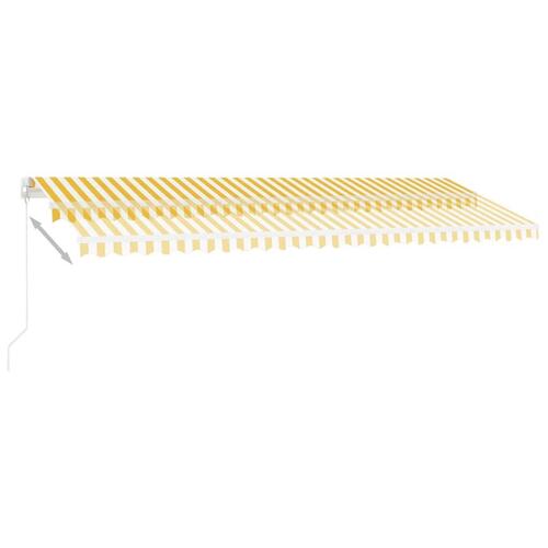 Markise m. LED-lys 500x300 cm manuel betjening gul og hvid