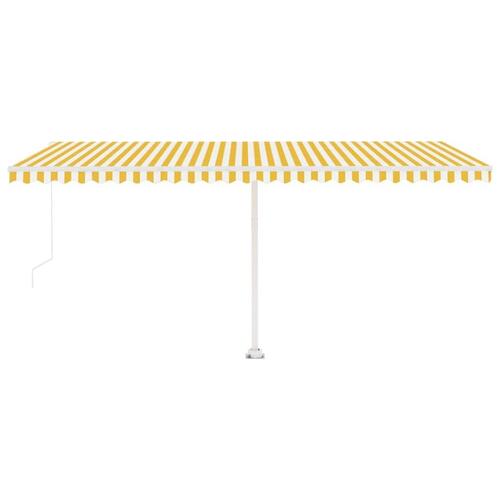 Markise m. LED-lys 500x300 cm manuel betjening gul og hvid
