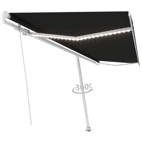 Markise m. LED-lys 500x300 cm manuel betjening antracitgrå
