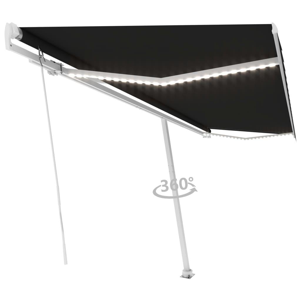 Markise m. LED-lys 500x300 cm manuel betjening antracitgrå