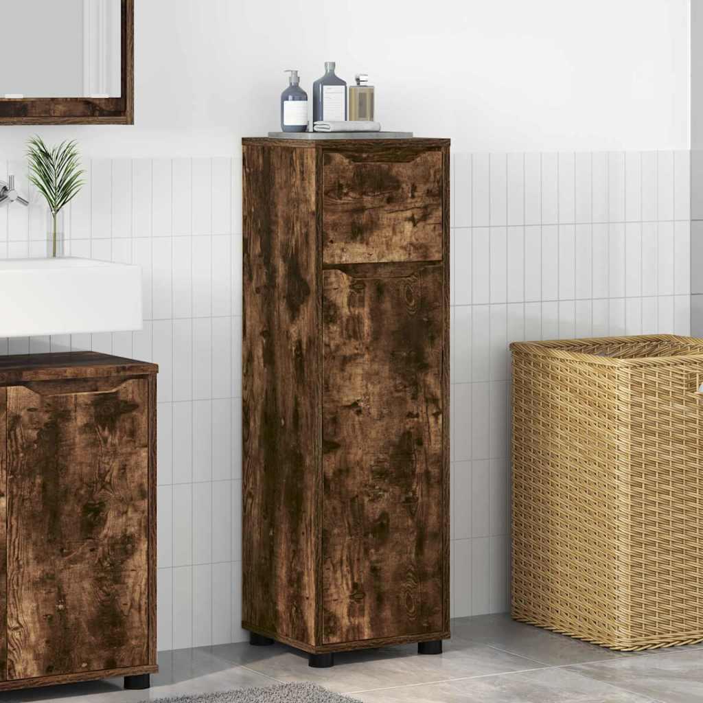 Badeværelsesskab Røget eg 30,5 x 30 x 101 cm Konstrueret træ billede