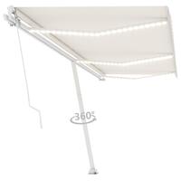 Markise m. LED-lys 600x300 cm manuel betjening cremefarvet