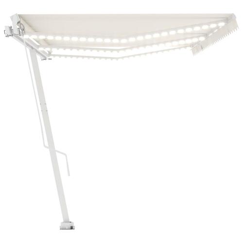 Markise m. LED-lys 600x300 cm manuel betjening cremefarvet