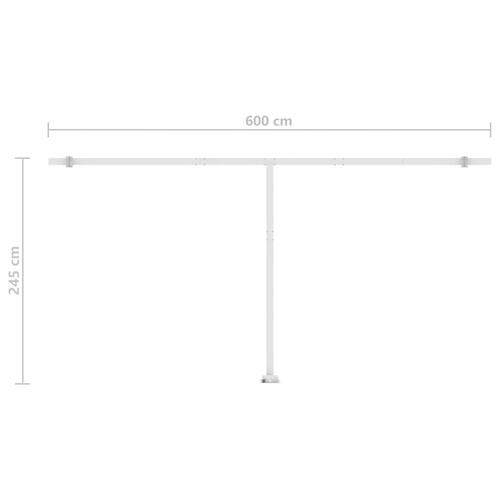 Markise m. LED-lys 600x300 cm manuel betjening cremefarvet