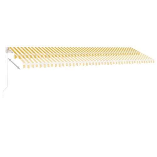 Markise m. LED-lys 600x300 cm manuel betjening gul og hvid