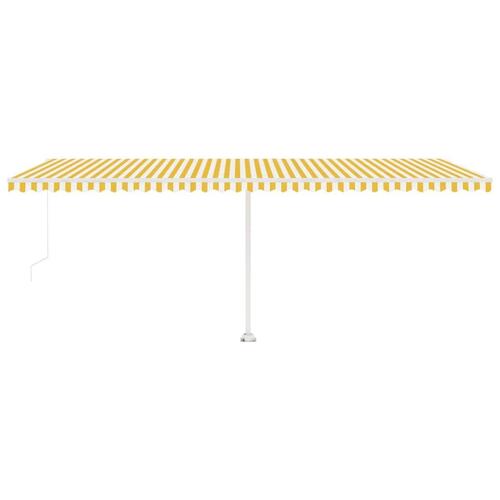 Markise m. LED-lys 600x300 cm manuel betjening gul og hvid