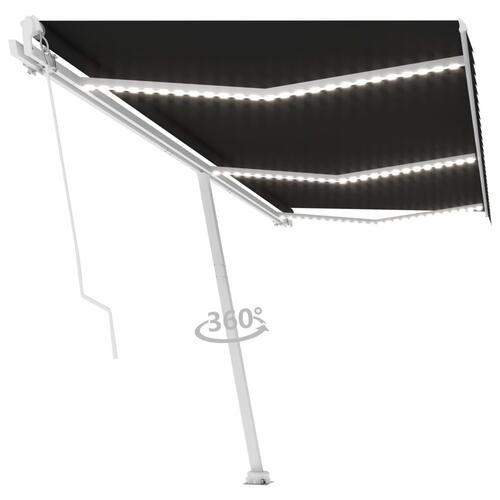 Markise m. LED-lys 600x300 cm manuel betjening antracitgrå