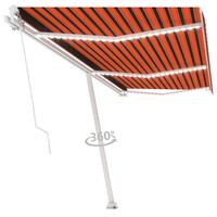 Markise m. LED-lys 600x300 cm manuel betjening orange og brun