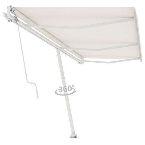 Fritstående markise 600x300 cm automatisk betjening cremefarvet