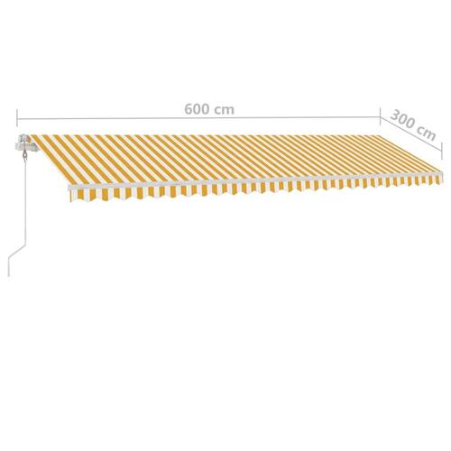 Fritstående markise 600x350 cm automatisk betjening gul/hvid
