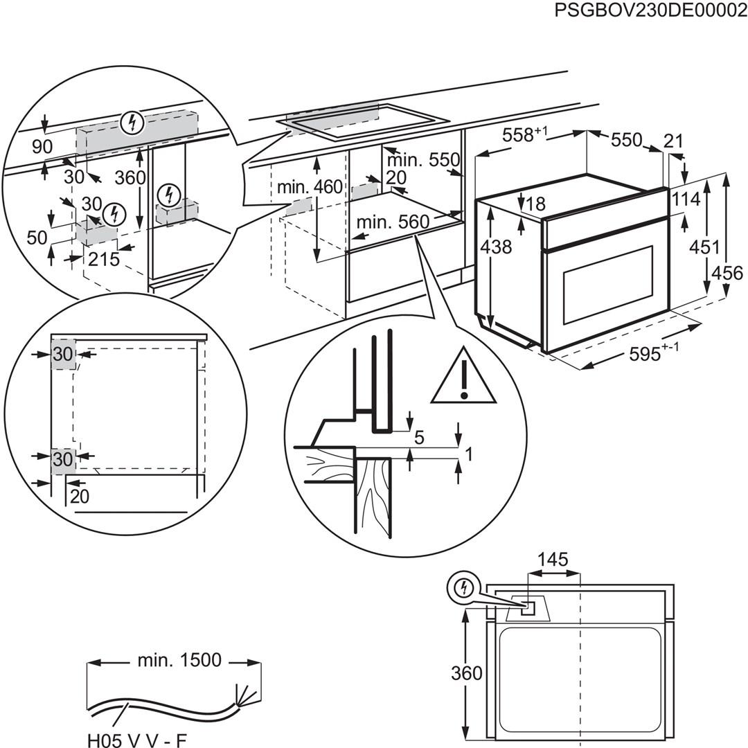 Indbygningsovn Electrolux LVL8E09Z – pyrolyse, varmluft og mikroovn billede