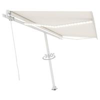 Markise m. LED-lys 400x350 cm manuel betjening cremefarvet