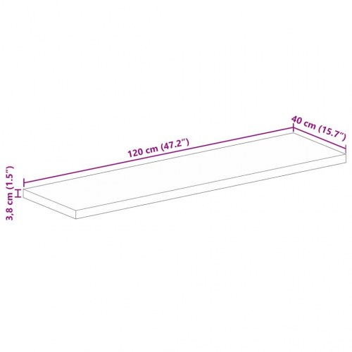 Bordplade 120x40x3,8 cm rektangulær massivt mangotræ