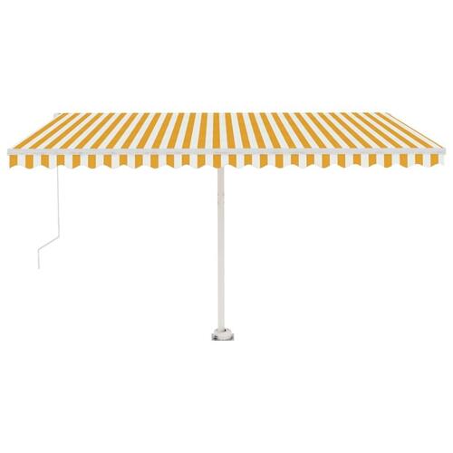 Markise m. LED-lys 400x350 cm manuel betjening gul og hvid