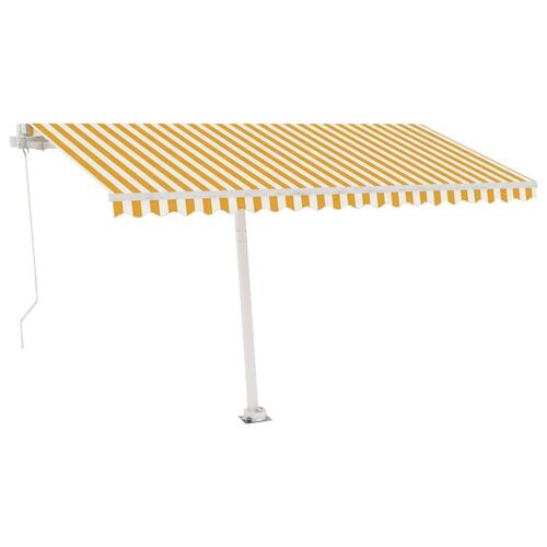 Markise m. LED-lys 400x350 cm manuel betjening gul og hvid
