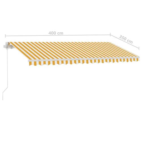 Markise m. LED-lys 400x350 cm manuel betjening gul og hvid