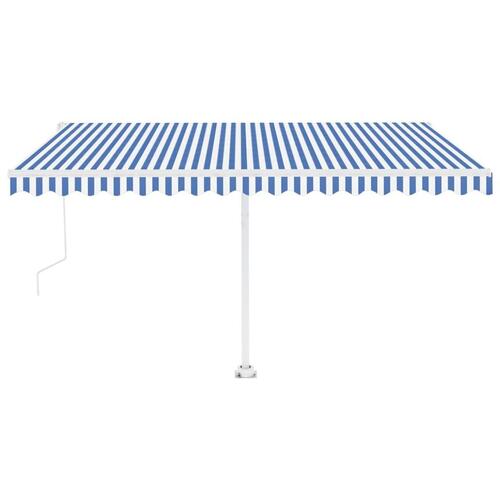 Fritstående markise 400x350 cm automatisk betjening blå/hvid