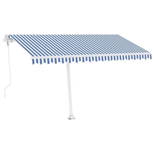 Fritstående markise 400x350 cm automatisk betjening blå/hvid