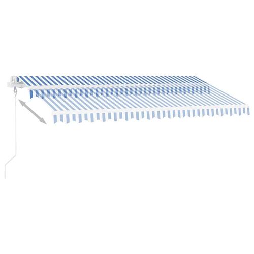Fritstående markise 400x350 cm automatisk betjening blå/hvid